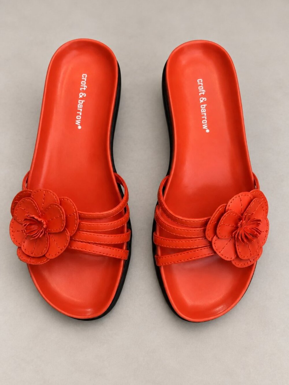 Croft & Barrow Vintage Sandals Orange Floral Slide Size 7